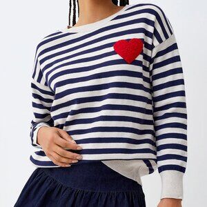 Striped Sweater With Fleece Heart